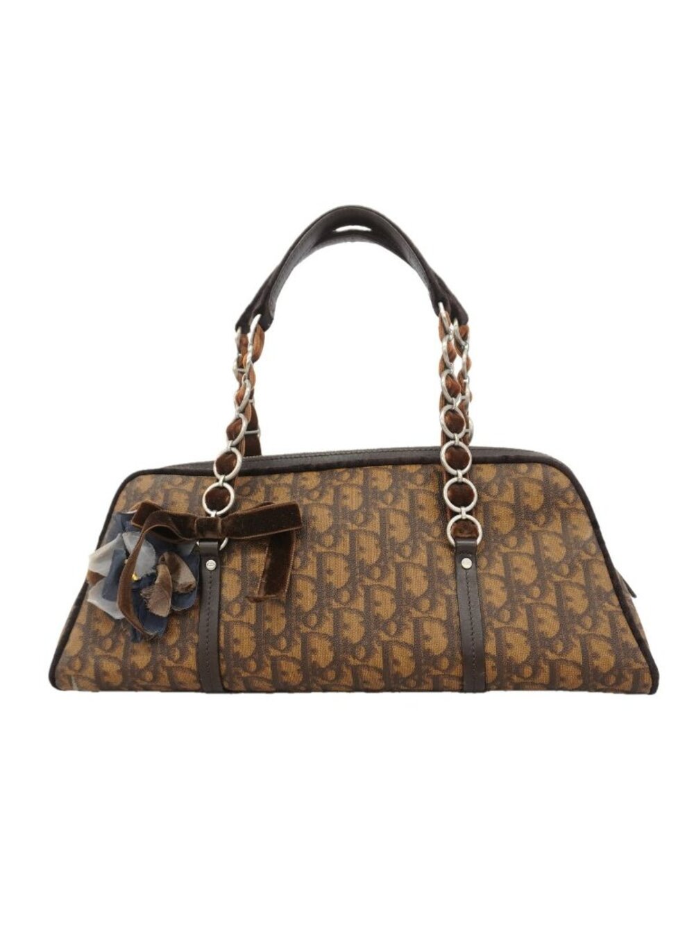 Dior Handbag Trotter Brown Silver